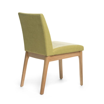 Contemporary Fabric Dining Chairs (Set of 2) - Green / Natural Oak