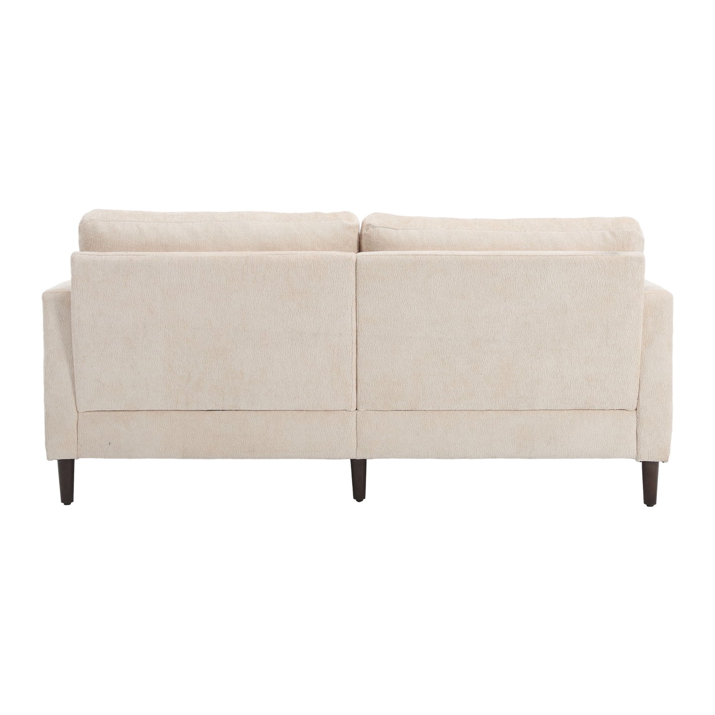 Mid Century Modern Chenille Fabric Loveseat Sofa With Brown Wood Feet, 2 Seat Upholstered Couch For Living Room And Bedroom - Beige