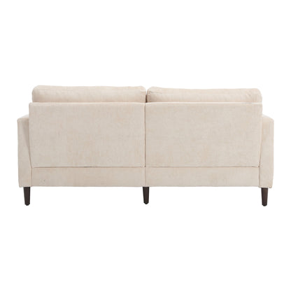 Mid Century Modern Chenille Fabric Loveseat Sofa With Brown Wood Feet, 2 Seat Upholstered Couch For Living Room And Bedroom - Beige