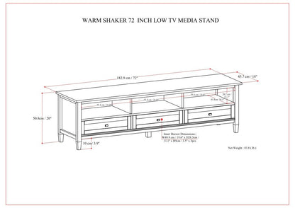 Warm Shaker - Low TV Media Stand - Light Brown