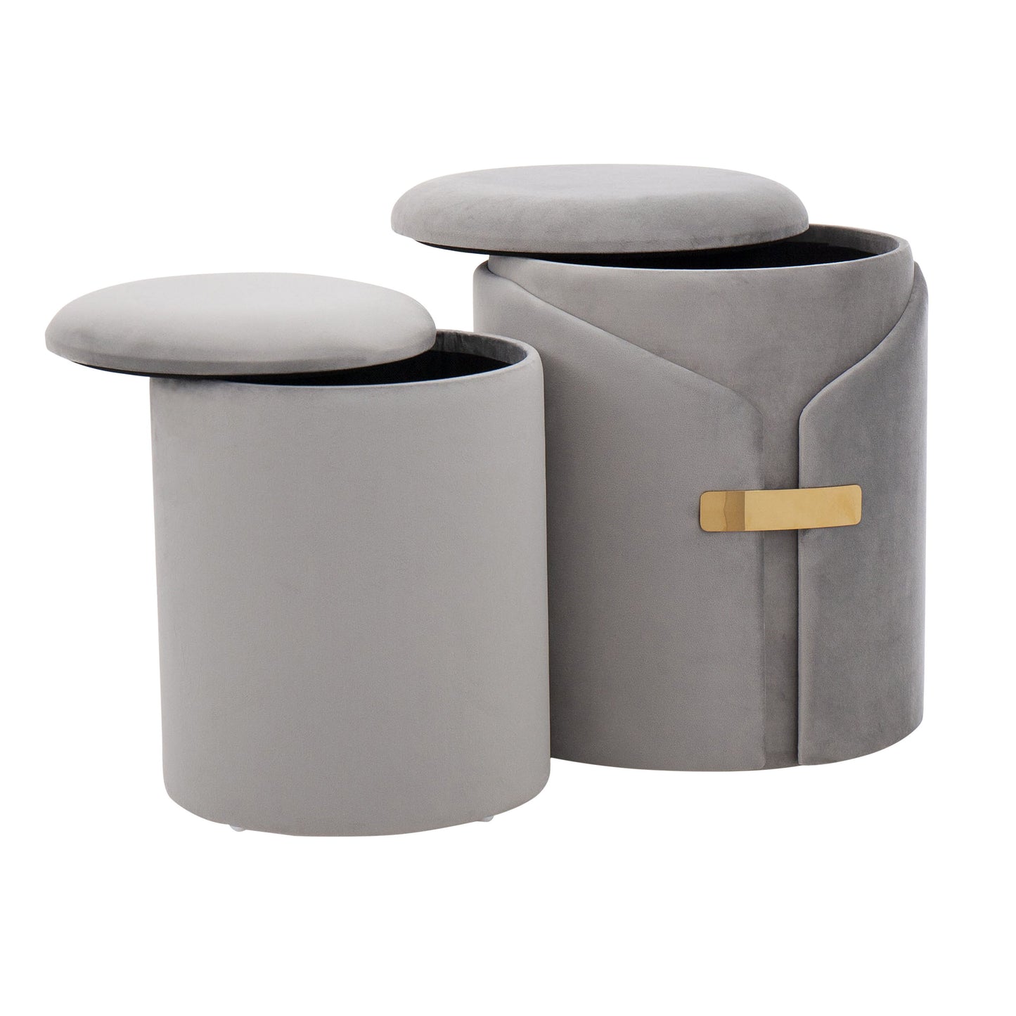 Dahlia - Contemporary / Glam Nesting Ottoman Set - Silver