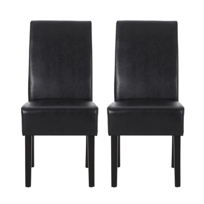 Contemporary Dining Chair (Set of 2) With Rubberwood Legs - Black