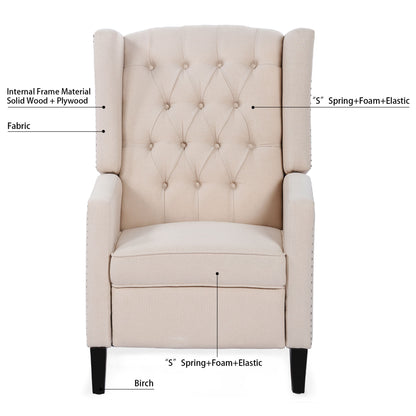 Manual Wing Chair Recliner - Beige