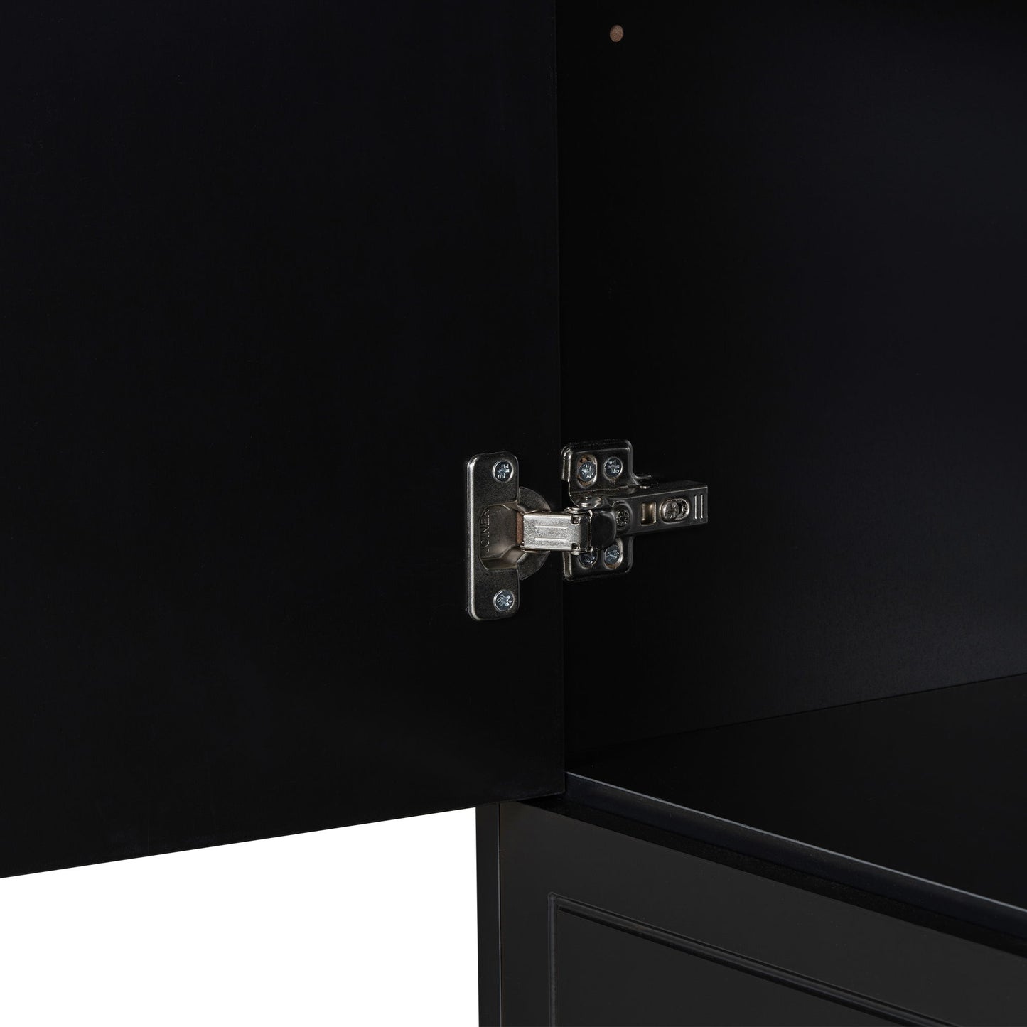 Stylish Bathroom Storage Cabinet With 2 Laundry Baskets And Drawer - Black