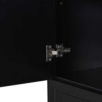 Stylish Bathroom Storage Cabinet With 2 Laundry Baskets And Drawer - Black