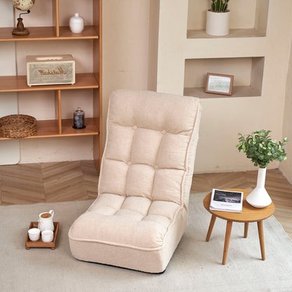 Single Sofa Reclining Japanese Chair Lazy Sofa Tatami Balcony Adjustable Chair - Ivory