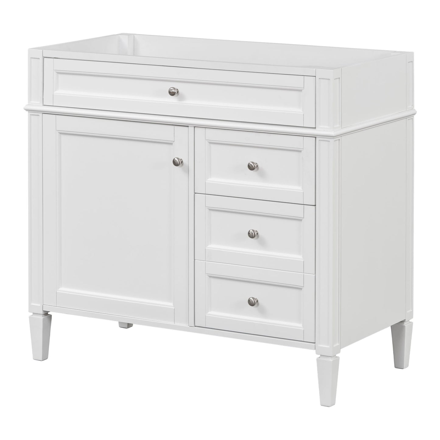 Bathroom Vanity Without Top Sink, Modern Bathroom Storage Cabinet With 2 Drawers And A Tip-Out Drawer, Frame (Not Include Basin Sink) - White
