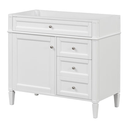 Bathroom Vanity Without Top Sink, Modern Bathroom Storage Cabinet With 2 Drawers And A Tip-Out Drawer, Frame (Not Include Basin Sink) - White