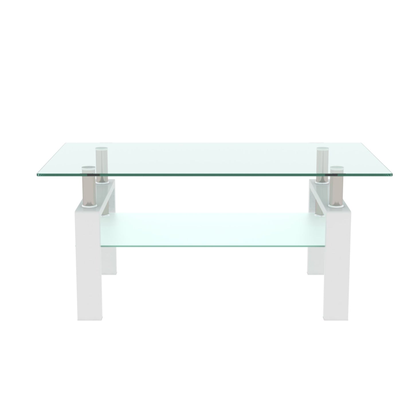 Clear Coffee Table, Modern Side Center Tables - White