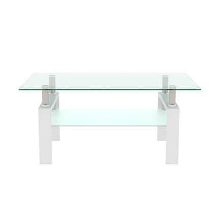 Clear Coffee Table, Modern Side Center Tables - White