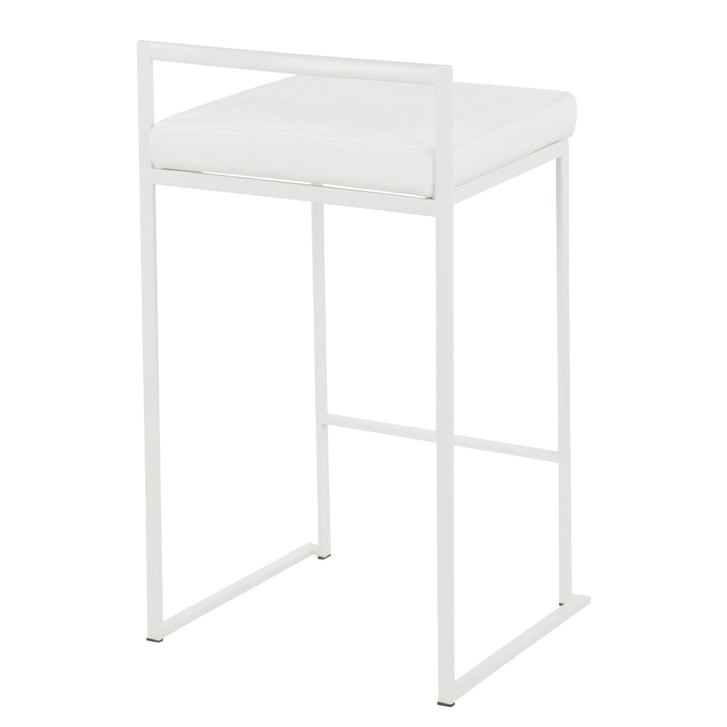 Fuji - Contemporary Stackable Counter Stool (Set of 2) - White - Velvet