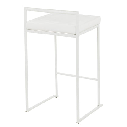 Fuji - Contemporary Stackable Counter Stool (Set of 2) - White - Velvet