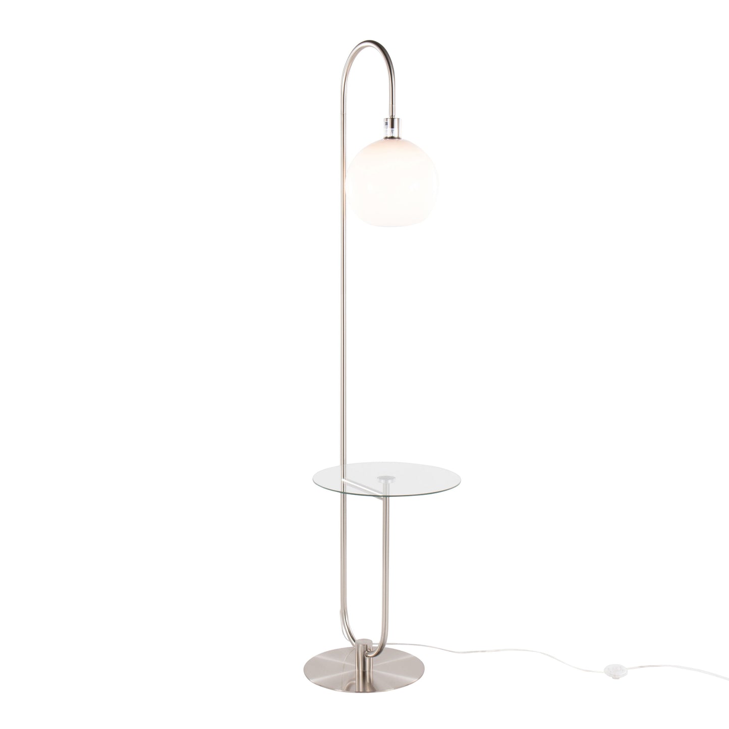 Trombone - Contemporary / Glam Floor Lamp - Nickel / Clear