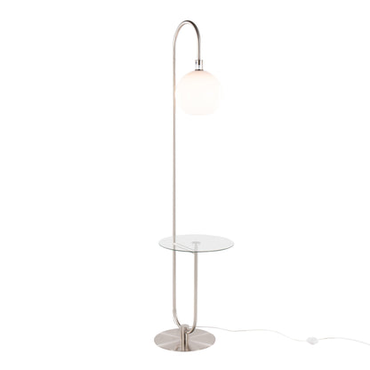 Trombone - Contemporary / Glam Floor Lamp - Nickel / Clear