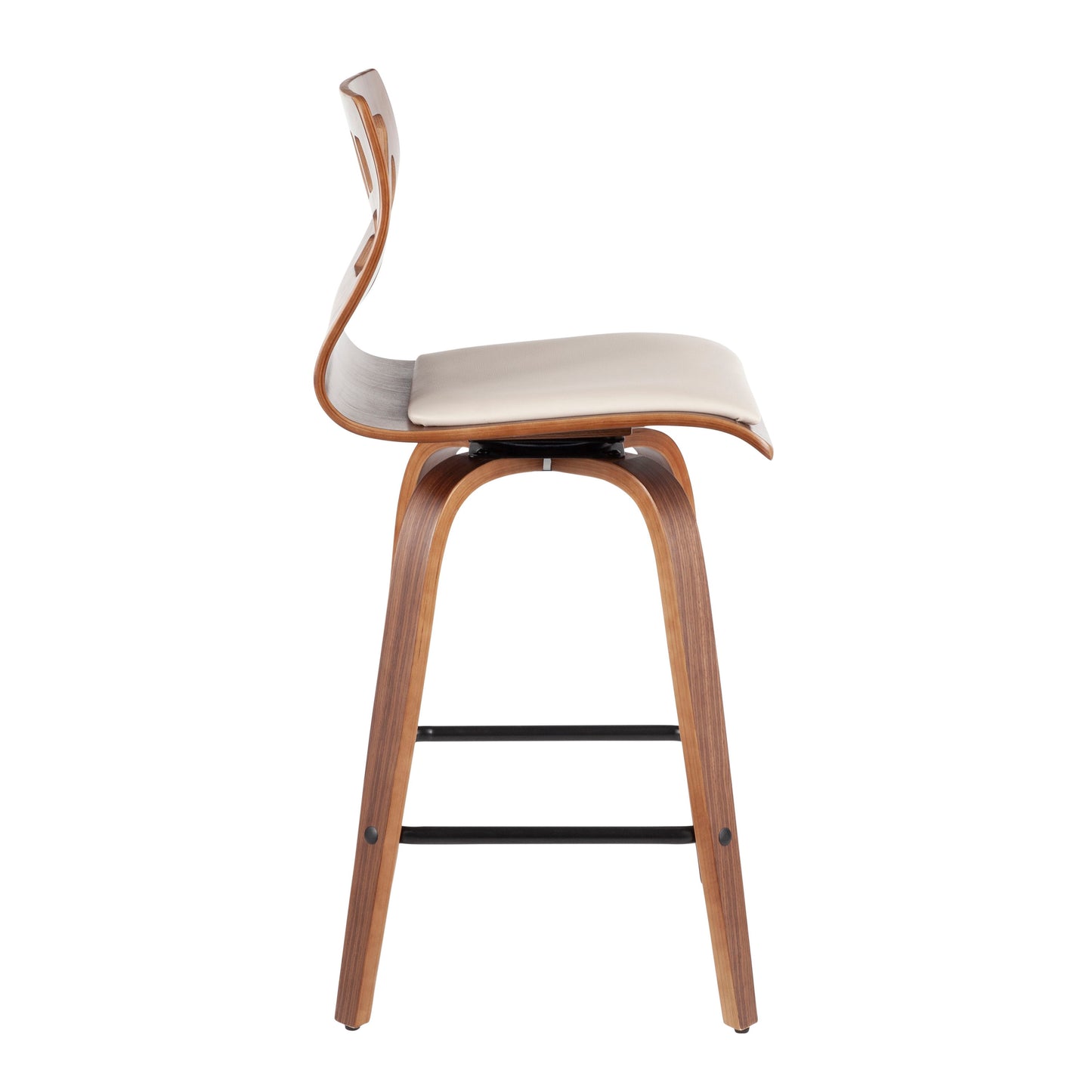 Folia - Mid-Century Modern Counter Stool (Set of 2) - Walnut / Cream