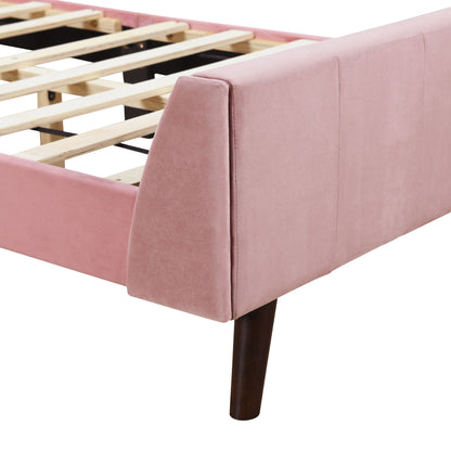 Twin Size Upholstered Platform Bed - Pink
