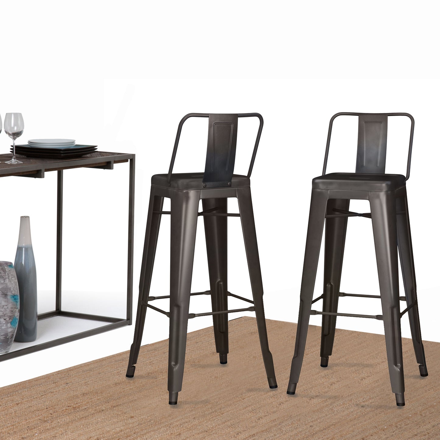 Rayne - Metal Bar Stool (Set of 2) - Gun Metal Gray