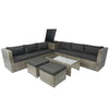 8 Piece Patio Sectional Wicker Rattan Outdoor Furniture Sof Set With One Storage Box Under Seat And Cushion Box - Gray / Black