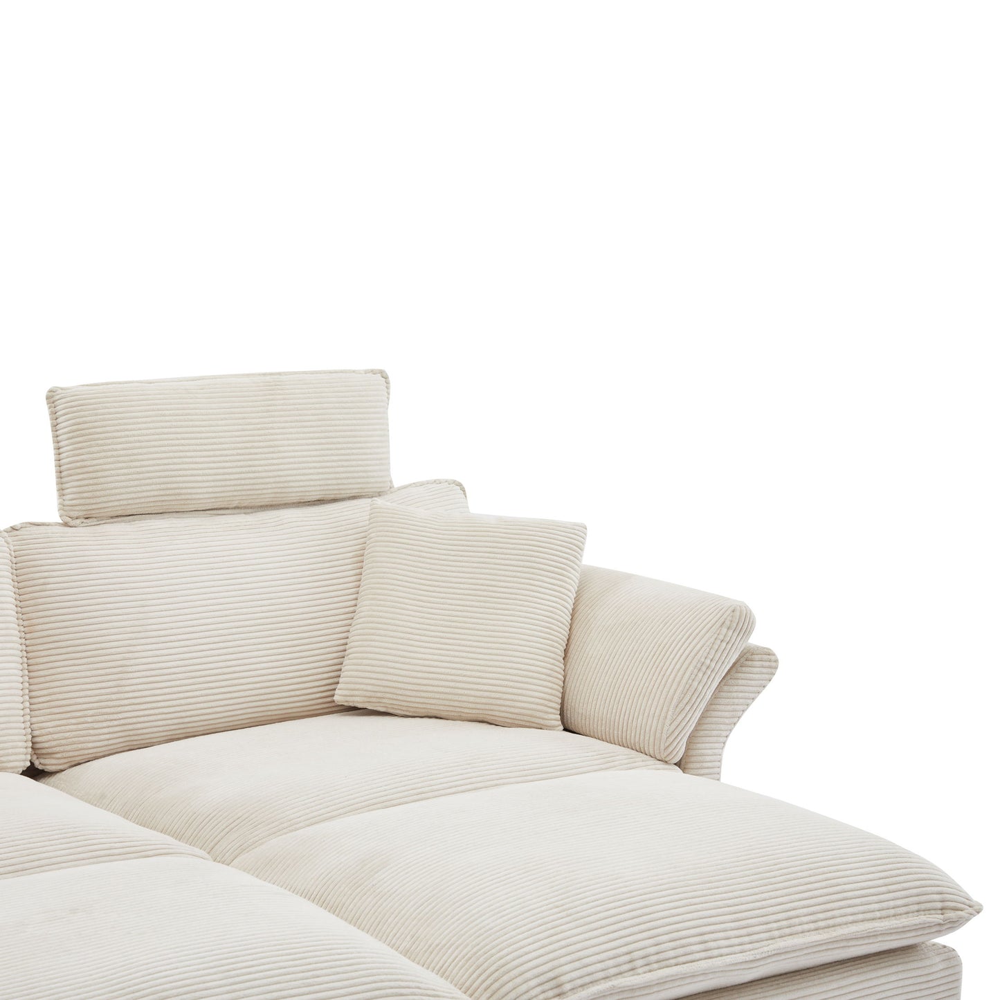 Modern Corduroy, Loveseat Sofa, Deep Seat Sectional Sofa With Ottomans Comfortable Cloud Sofa For Living Room, Apartment, Office, Couch - Beige
