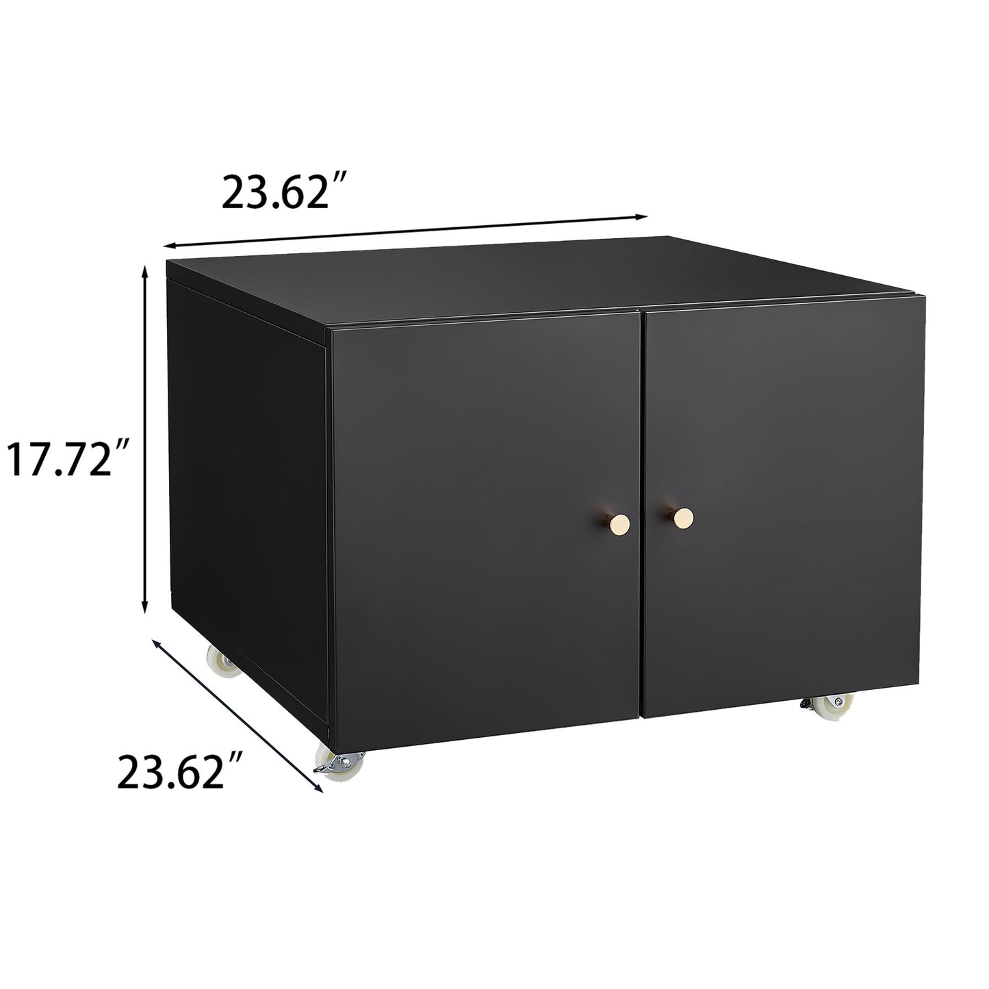 26" Office Furniture Copier Cabinet 2 Door Steel Copier Stand Mobile Pedestal File Printer Stand - Black
