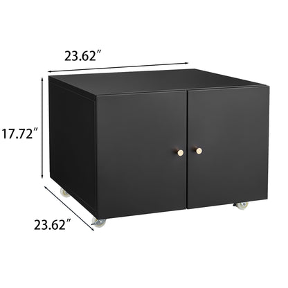 26" Office Furniture Copier Cabinet 2 Door Steel Copier Stand Mobile Pedestal File Printer Stand - Black