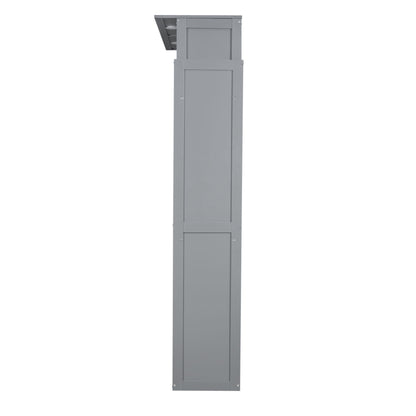 Queen Size Murphy Wall Bed With Shelves And LED Lights - Gray