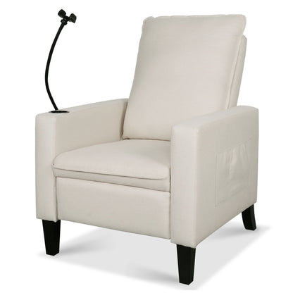 Recliner Chairs For Adults, Adjustable Recliner Sofa With Mobile Phone Holder & Cup Holder, Modern Reclining Chairs Fabric Push Back Recliner Chairs For Living Room, Bedroom - Beige