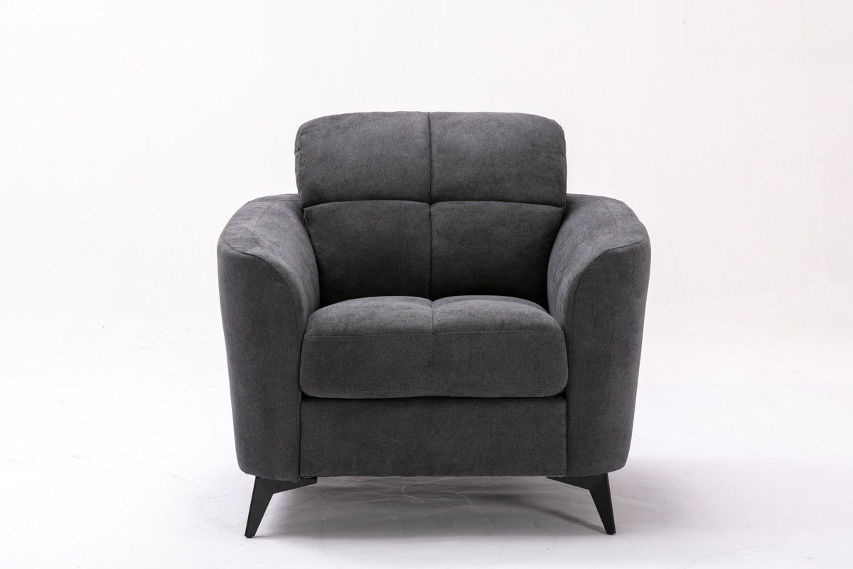 Callie - Woven Fabric Sofa Loveseat Chair Living Room (Set of 3) - Gray