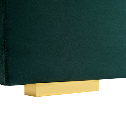 Upholstered Queen Size Bed Frame Of Velvet Tufted Headboard With Floating Nightstand LED / USB Built - Green