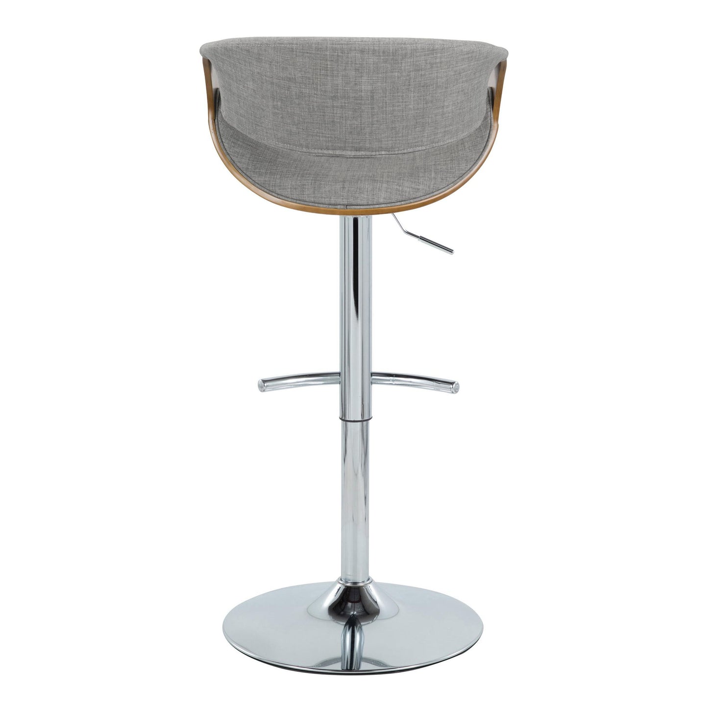 Curvo - Mid-Century Modern Adjustable Barstool With Swivel With Rounded T Footrest (Set of 2) - Gray