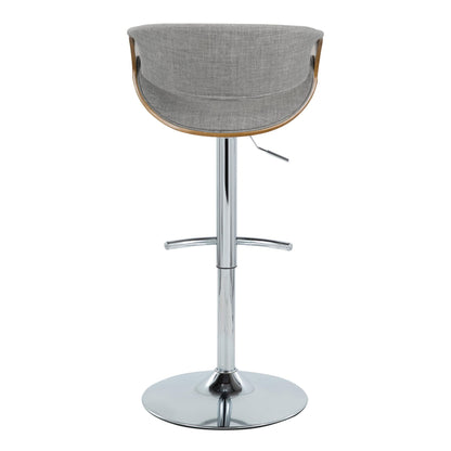Curvo - Mid-Century Modern Adjustable Barstool With Swivel With Rounded T Footrest (Set of 2) - Gray