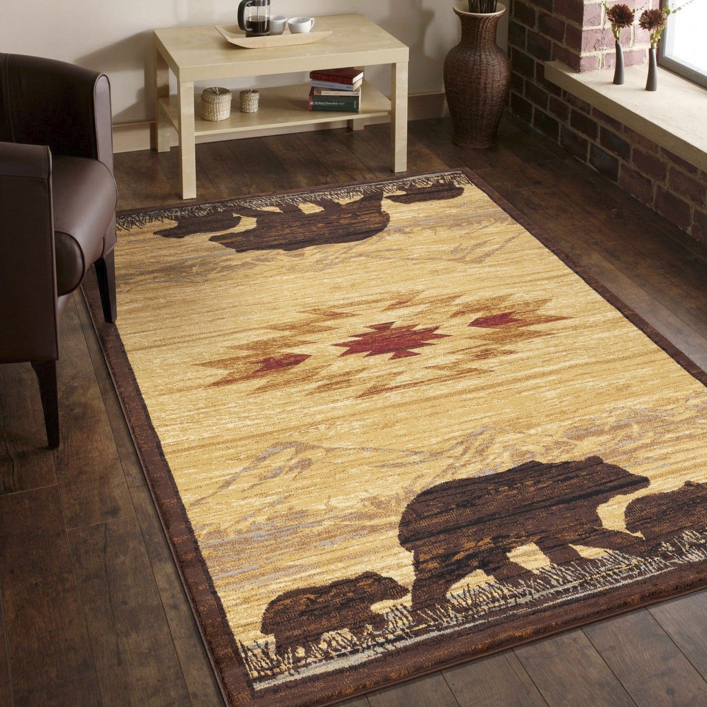 Nature's Nest - 7'10" X 10'3" Lodge Area Rug - Multi / Beige