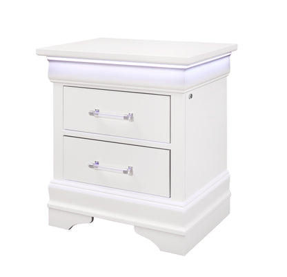 Charlston - Nightstand With LED - White