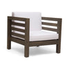 Outdoor Club Chair, Acacia Wood Patio Chair With Fabric Cushion For Backyard, Garden Or Porch - Gray / White