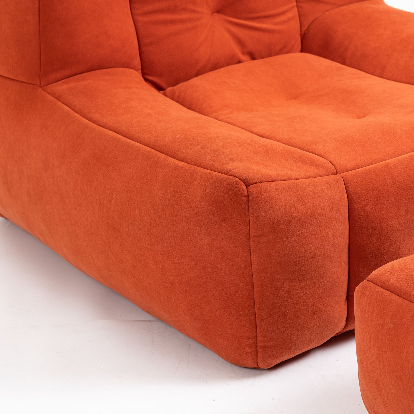 Fluffy Bean Bag Chair, Comfortable Bean Bag For Adults And Children, Super Soft Lazy Sofa Chair With Memory Foam And Ottoman, Indoor Modern Focus Bean Bag Chair For Living Room, Bedroom, Apartment - Red