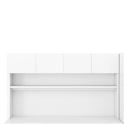 2 Door Storage Desk Wardrobe For Bedroom With Shelves And Drawers - White
