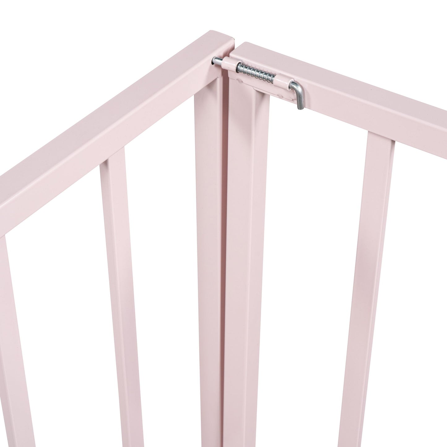 Twin Size Floor Bed Frame With Fence And Door - Pink
