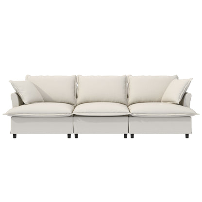 3 Seat Sofa Module For Modular Sectional Wide Seat Cloud Couch With Throw Pillows Upholstered - Beige