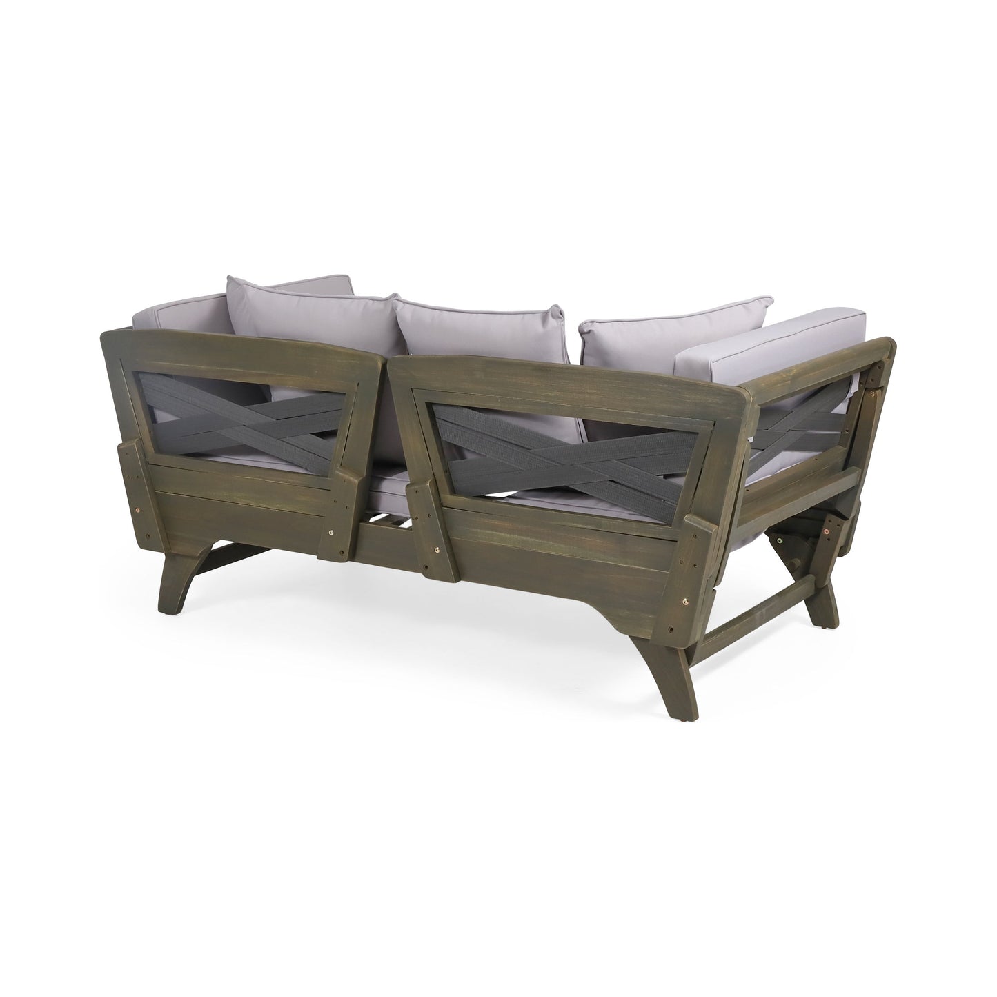 Outdoor Expandable Daybed With Water Resistant Cushion - Gray