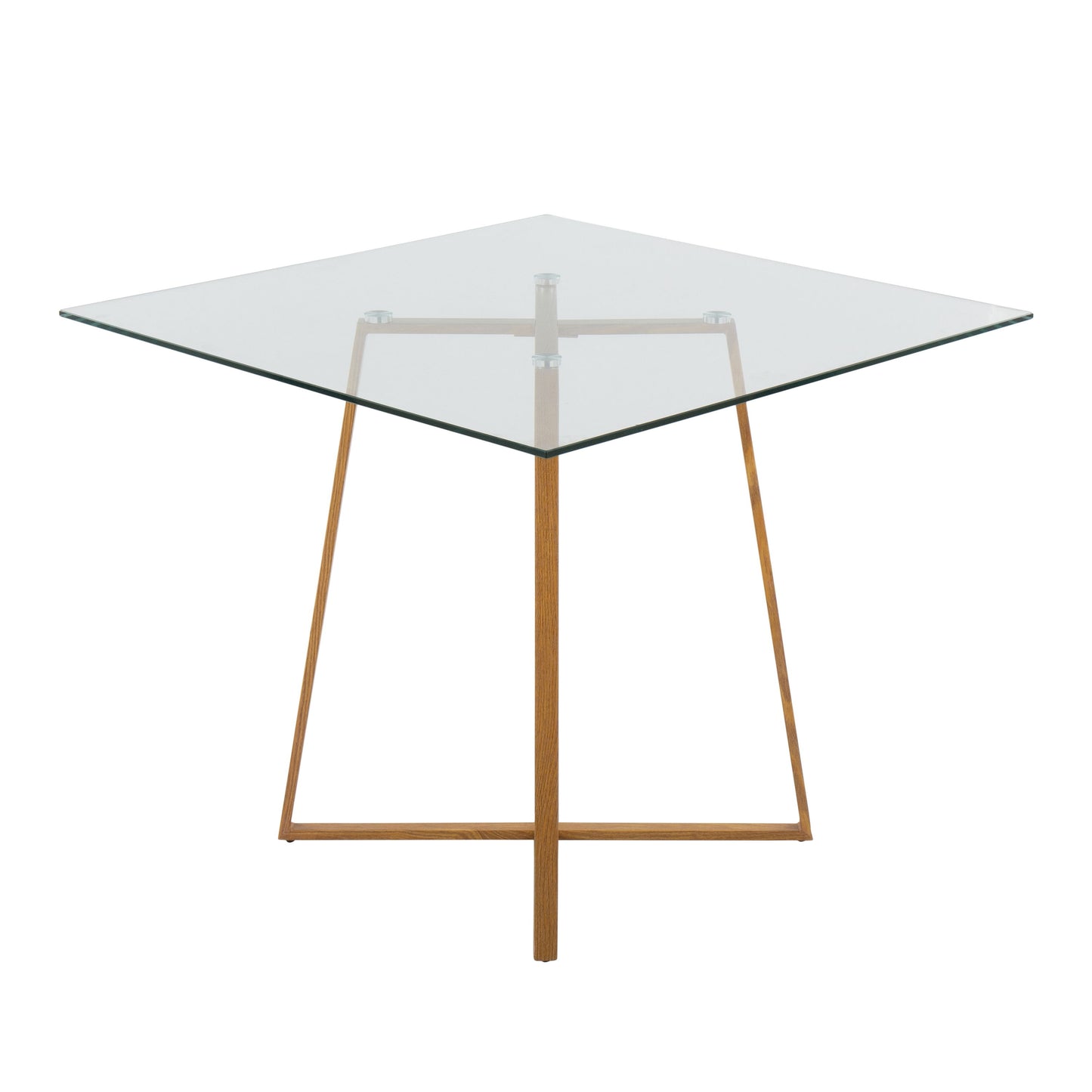 Cosmo - Contemporary Square Dining Table With Natural Legs - Clear