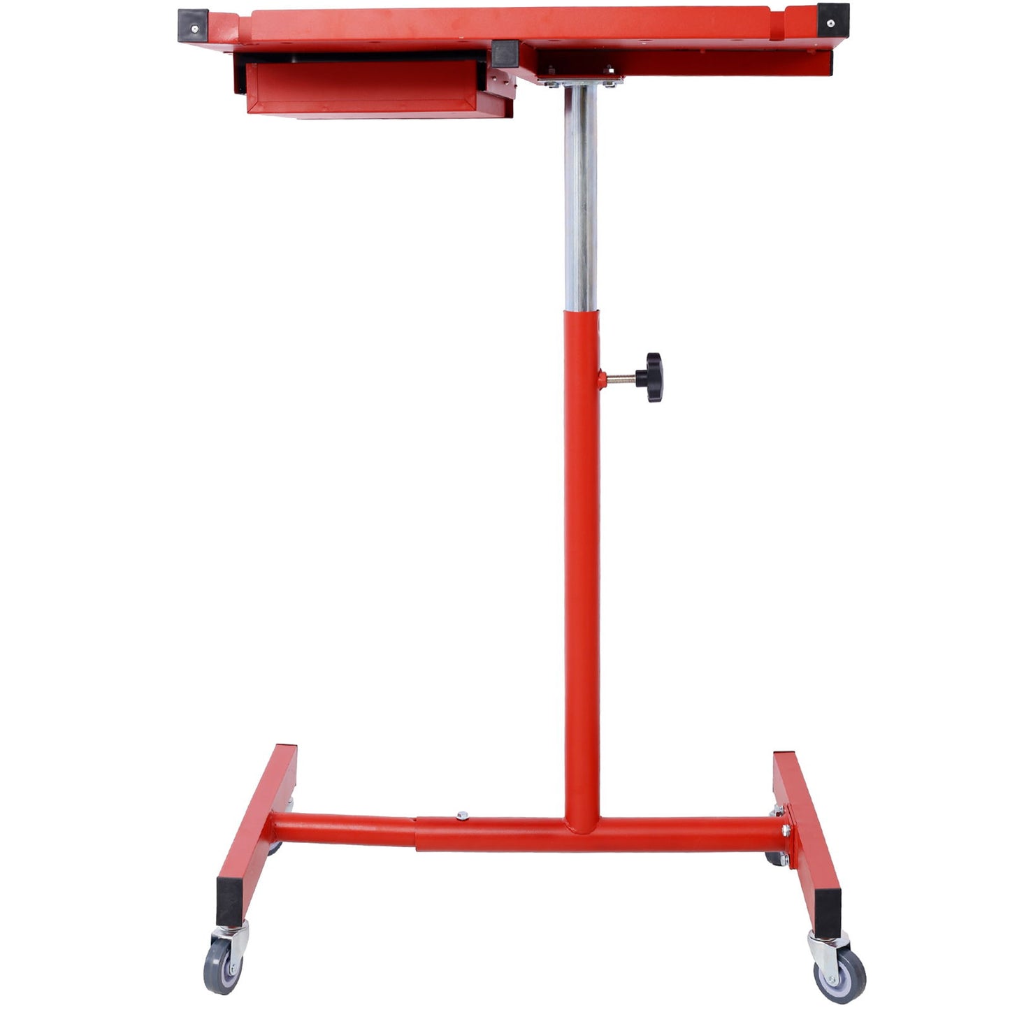 Adjustable Tear Down Work Table With Drawer For Garages, Repair Shops, And Diy, Portable, (4) 2.5" Swivel Casters, 220 Pound Capacity, Rubber Corners, Heavy Duty Steel - Red