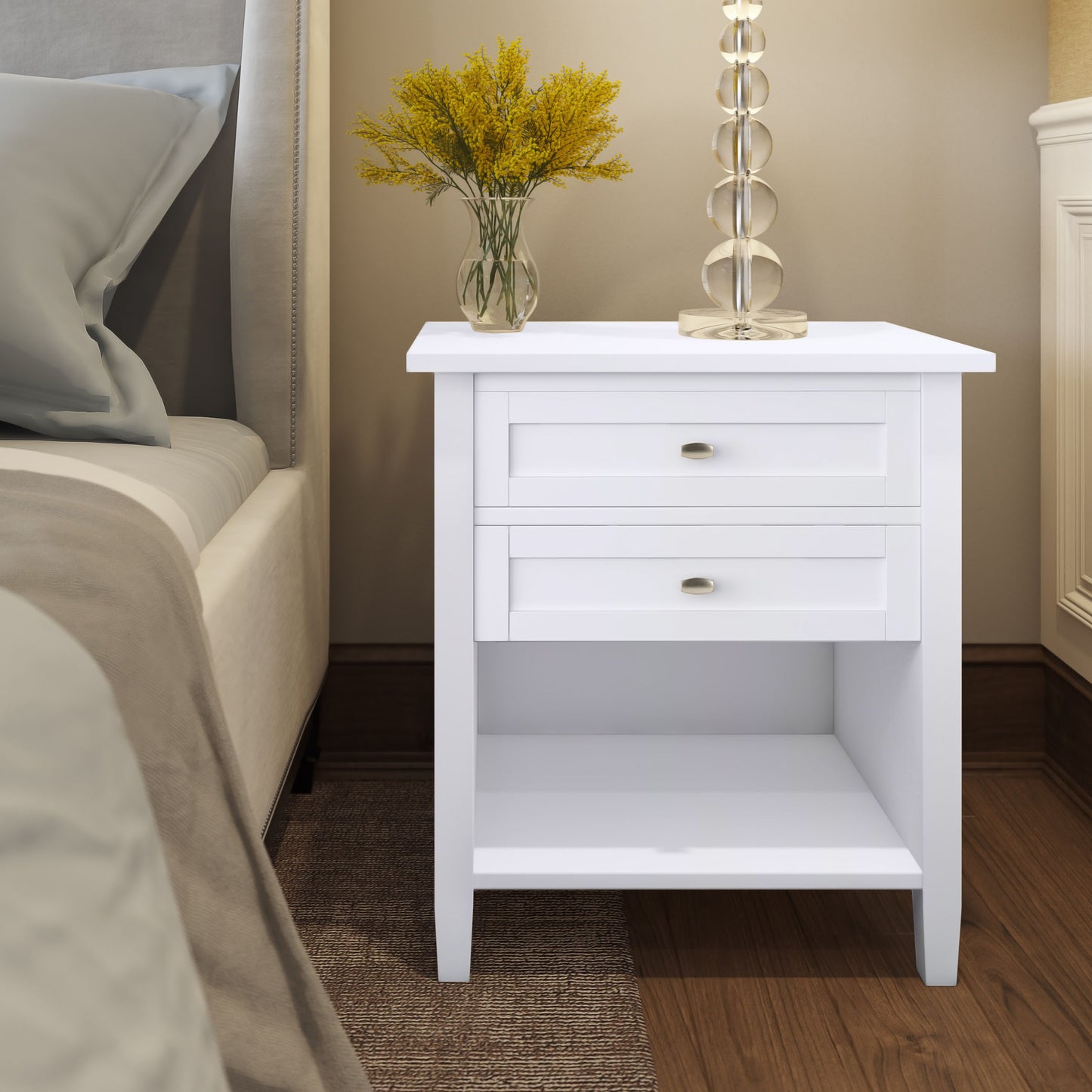 Warm Shaker - Bedside Table - White