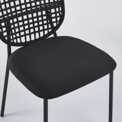 Sennit Chair, Dining Chair, Coffee Chair (Set of 4)- Black