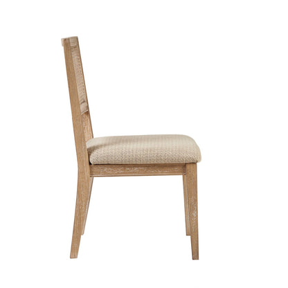 Armless Dining Chair With Cane Back And Upholstered Seat (Set of 2) - Light Brown