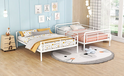 Full Long Over Queen Bunk Bed - White