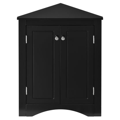 Triangle Bathroom Storage Cabinet With Adjustable Shelves, Freestanding Floor Cabinet For Home Kitchen - Black