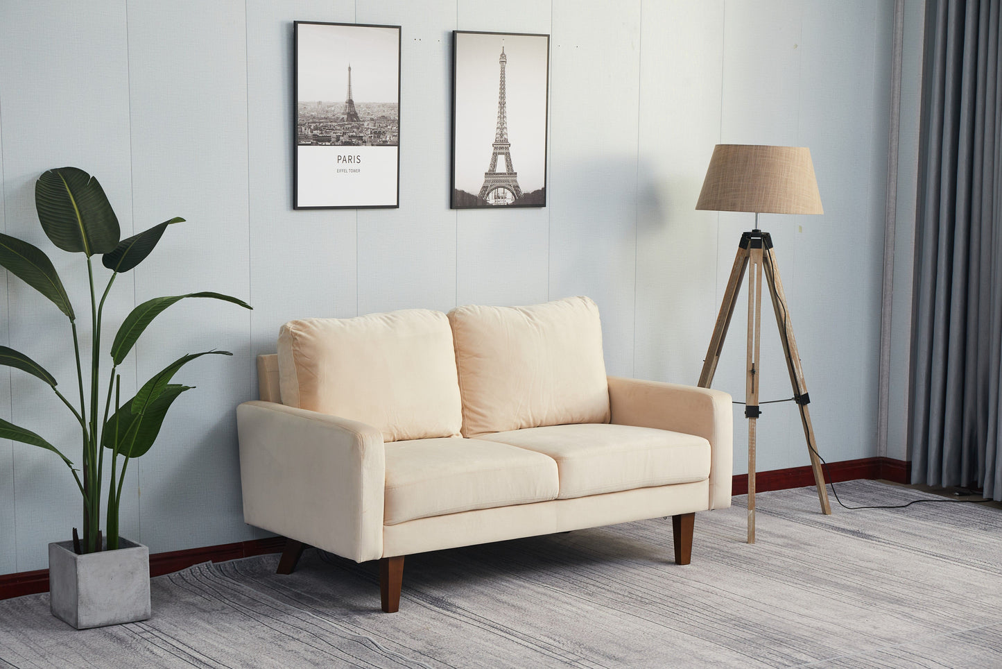 Stationary Loveseat - Beige