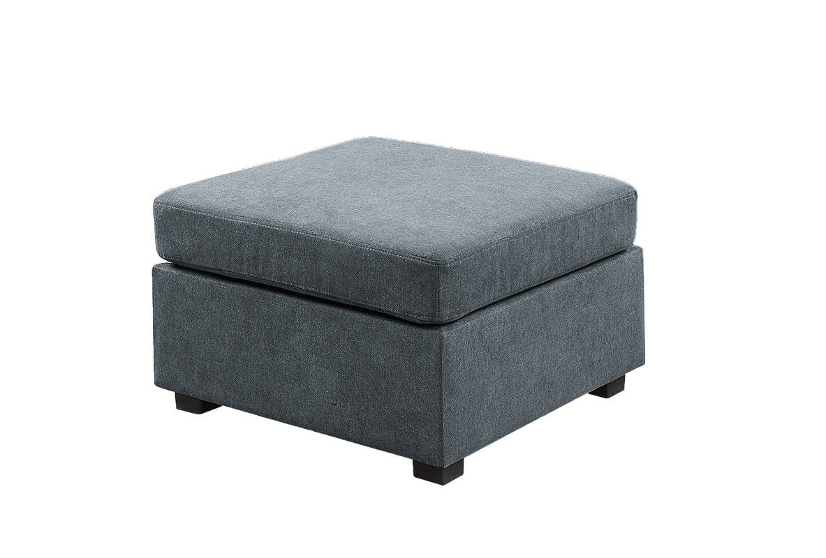 Isla - Woven Fabric 7 Seater Sectional Sofa With Ottoman - Gray