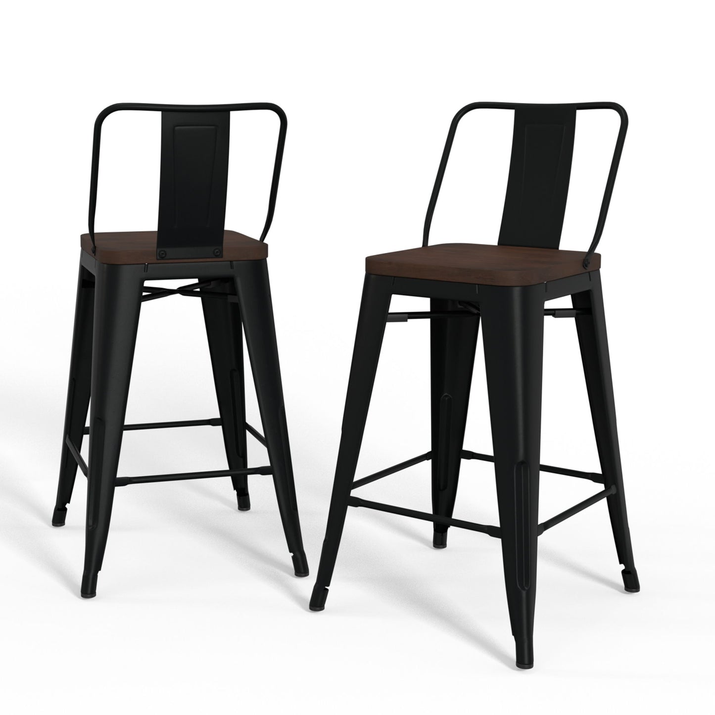 Rayne - Mid Century & Industrial Counter Height Stool (Set of 4) - Black