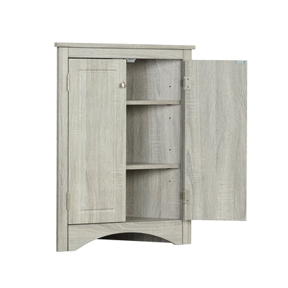Triangle Bathroom Storage Cabinet With Adjustable Shelves, Freestanding Floor Cabinet For Home Kitchen - Oak